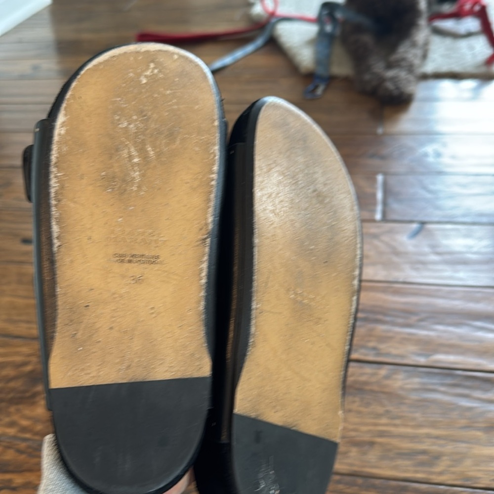 Isabel Marant Black Leather Studded Double-Buckle Slide Sandals - Picture 3 of 3
